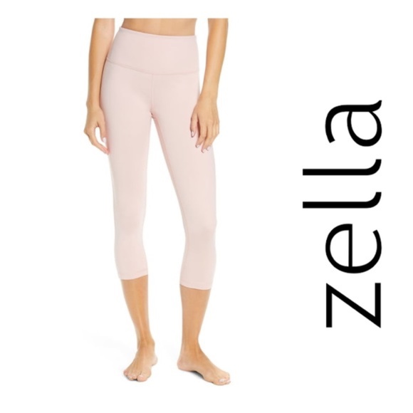 Zella Yoga + Studio High Rise Crop Leggings in Pink Silver Size Medium NWT - Picture 1 of 7